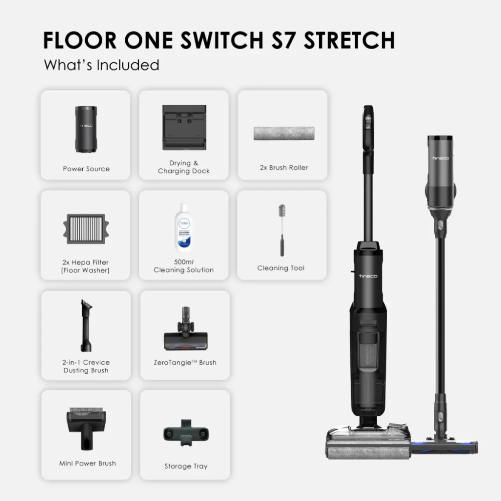 【Limited time offer】5-IN-1 Tineco Floor One Switch S7 Stretch Smart Multi-Function Wet Dry Floor Washer Vacuum Cleaner | 22kPa Suction - Image 9